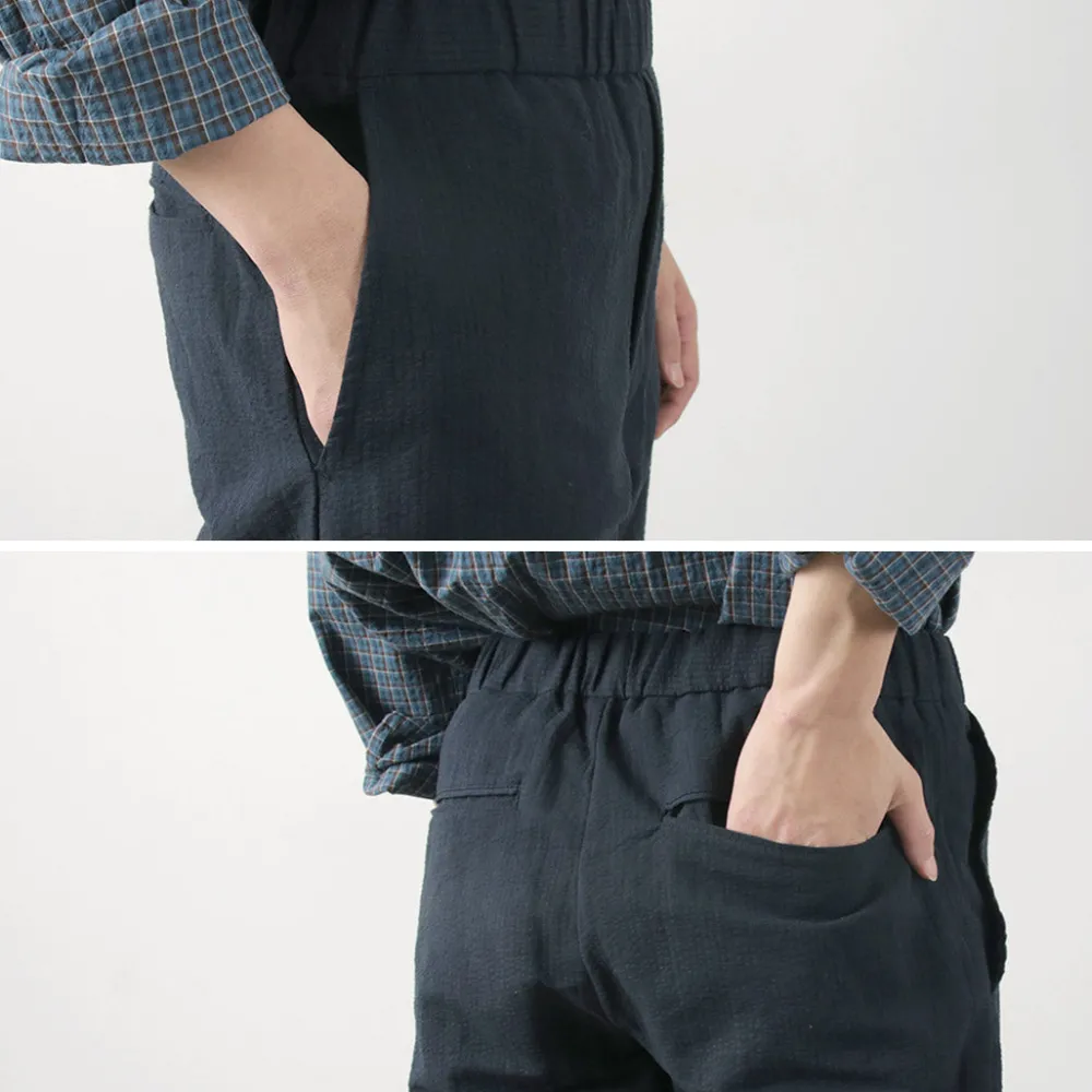 FUJITO Trousers^/ Cotton Linen Seersucker Easy Pants navy