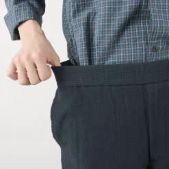 FUJITO Trousers^/ Cotton Linen Seersucker Easy Pants navy