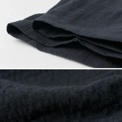 FUJITO Trousers^/ Cotton Linen Seersucker Easy Pants navy
