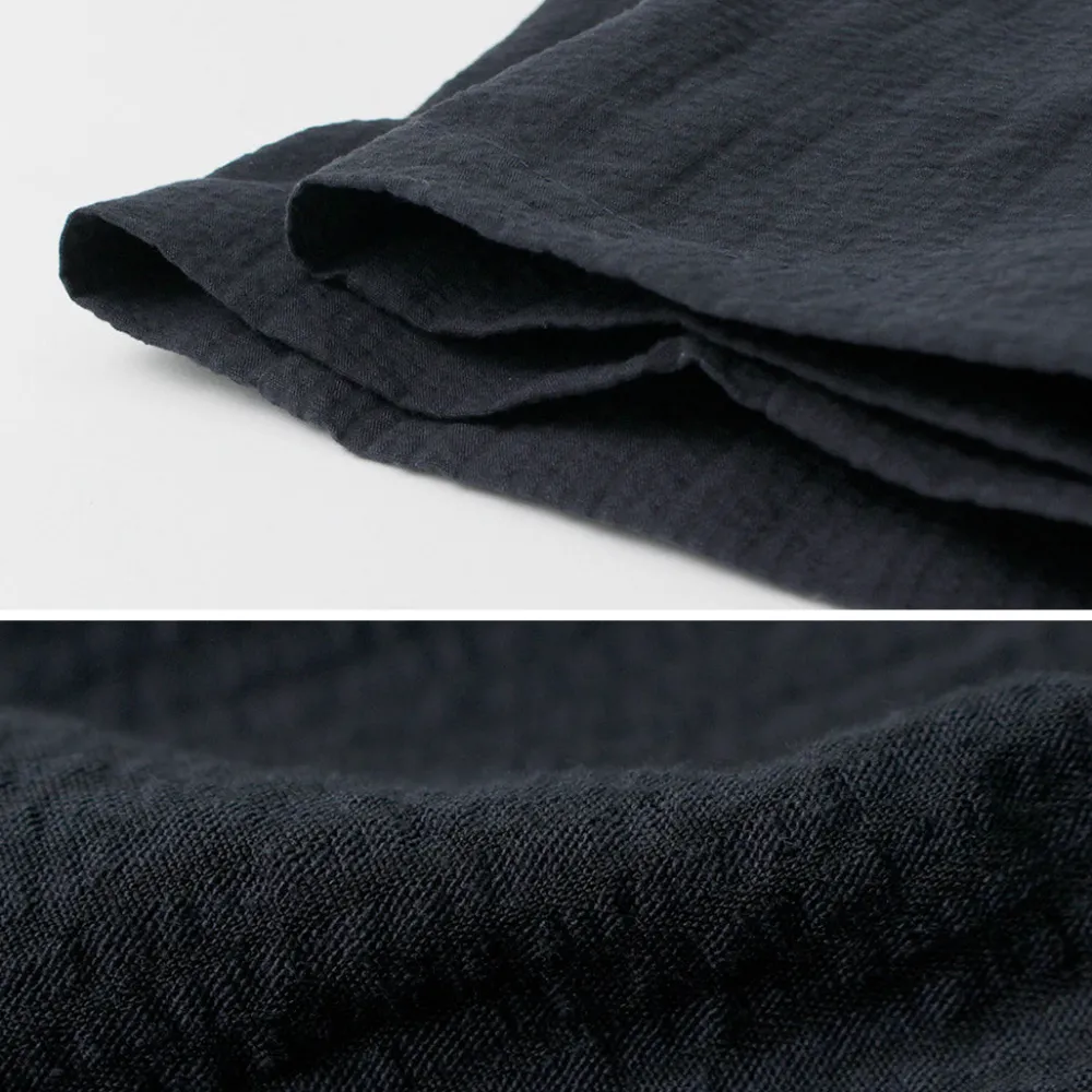 FUJITO Trousers^/ Cotton Linen Seersucker Easy Pants navy