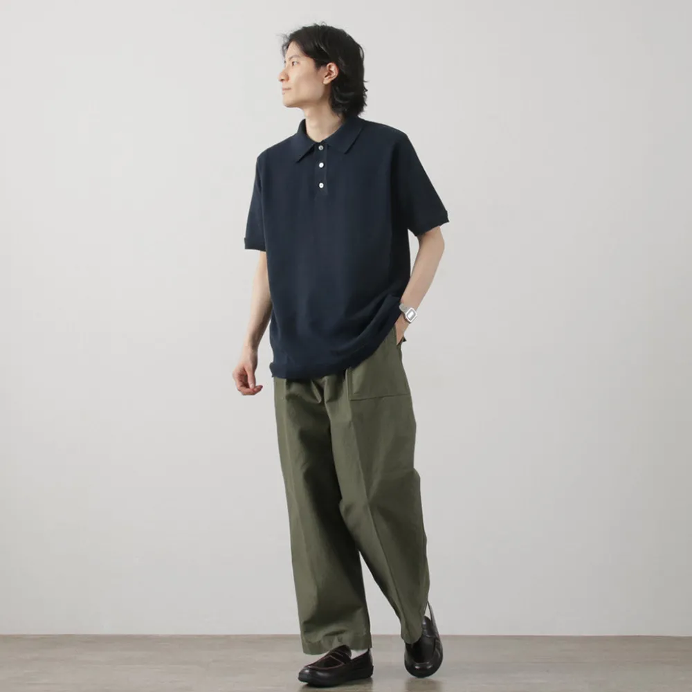 FUJITO T-Shirts^/ Knit Polo Easy Solid Collar