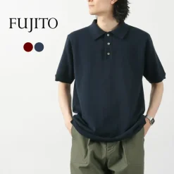 FUJITO T-Shirts^/ Knit Polo Easy Solid Collar
