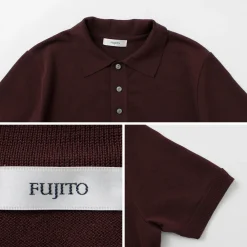 FUJITO T-Shirts^/ Knit Polo Easy Solid Collar