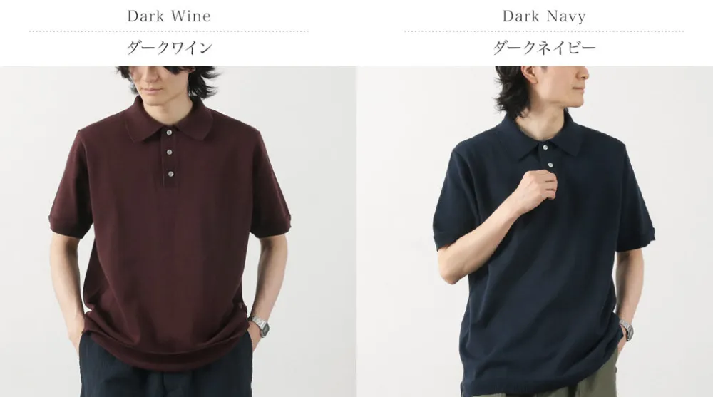 FUJITO T-Shirts^/ Knit Polo Easy Solid Collar