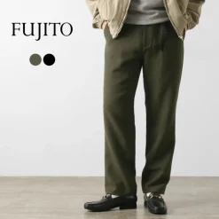 FUJITO Trousers^/ N.O.UN Beltless Pants Wool Serge
