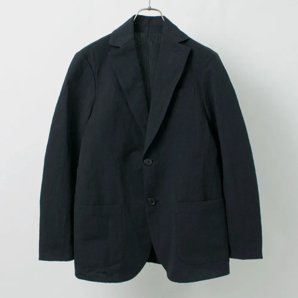 FUJITO Jackets^/ N.O.UN Jacket Cotton Linen Seersucker navy