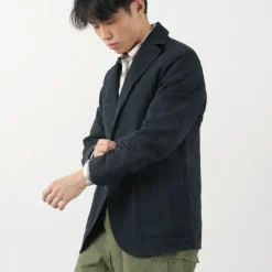 FUJITO Jackets^/ N.O.UN Jacket Cotton Linen Seersucker navy