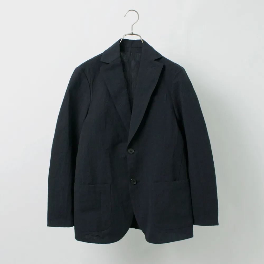 FUJITO Jackets^/ N.O.UN Jacket Cotton Linen Seersucker navy