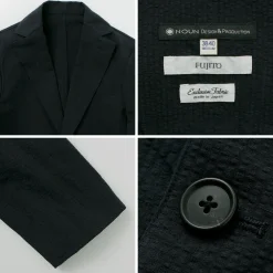 FUJITO Jackets^/ N.O.UN Jacket Cotton Linen Seersucker navy
