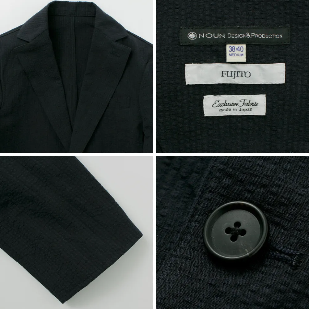 FUJITO Jackets^/ N.O.UN Jacket Cotton Linen Seersucker navy
