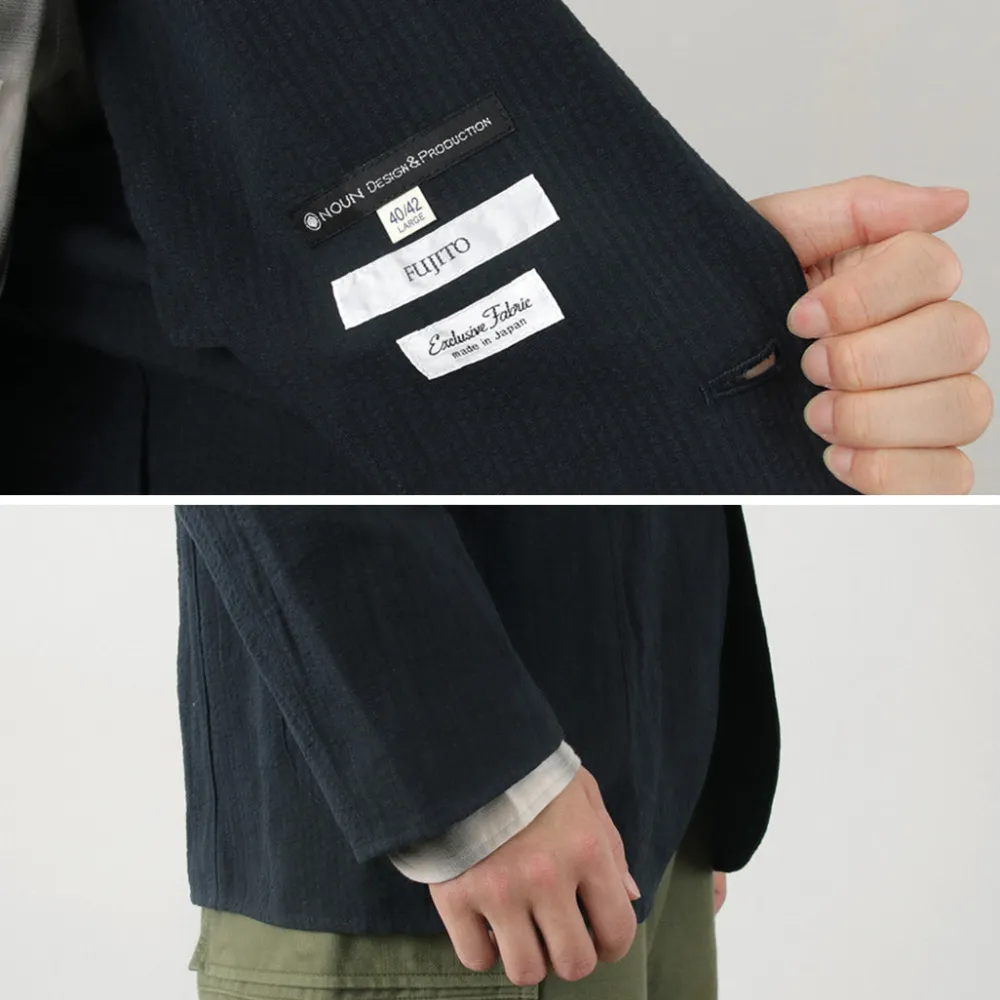 FUJITO Jackets^/ N.O.UN Jacket Cotton Linen Seersucker navy