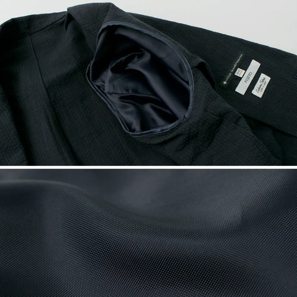 FUJITO Jackets^/ N.O.UN Jacket Cotton Linen Seersucker navy