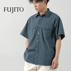FUJITO Shirts^/ Short Sleeve Fatigue Shirt navy