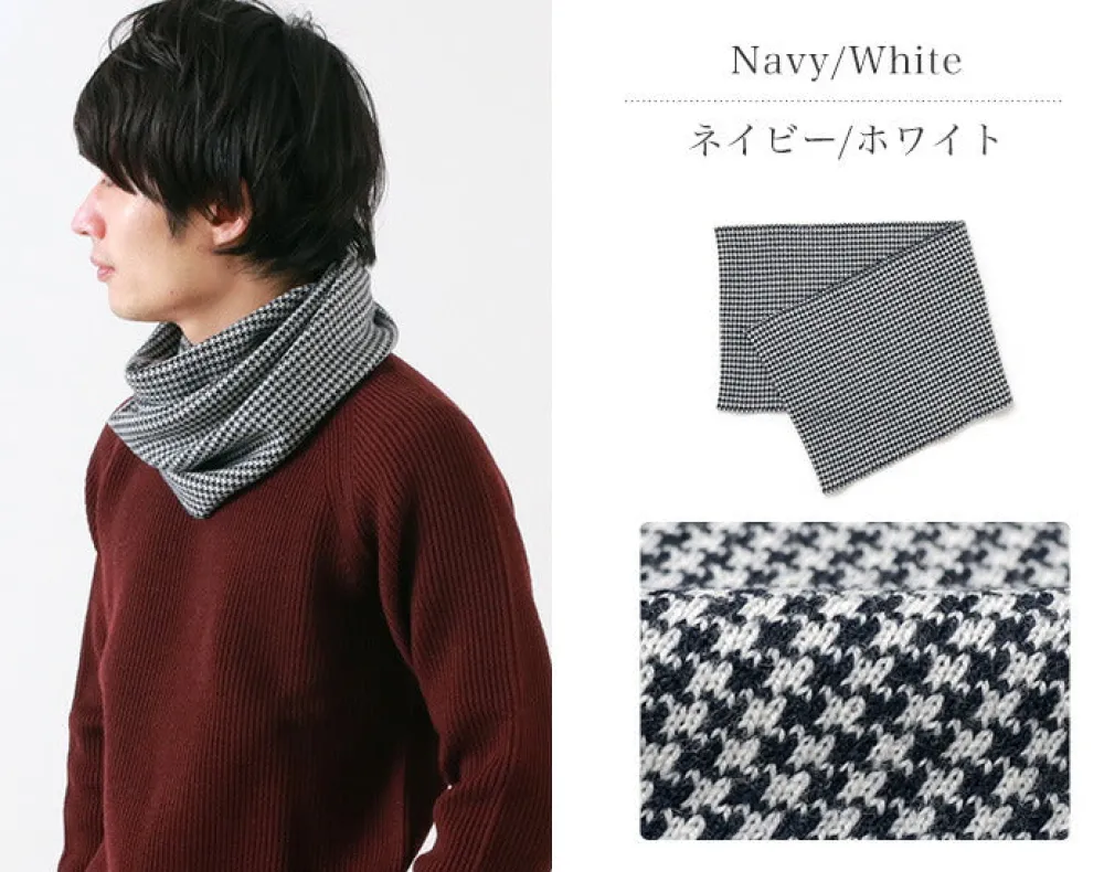 GILBERT WILSON OF HA Scarfs^/ Staggered Check Merino Wool Snood