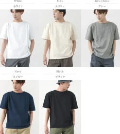 GLACON T-Shirts^/ Solid colour Boat neck Big shirt