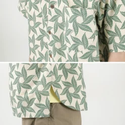 GOHEMP Shirts^/ Collarless Short Sleeve Shirt Tornado Print