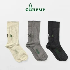 GOHEMP Socks^/ Souvenir Emblem Crew Socks