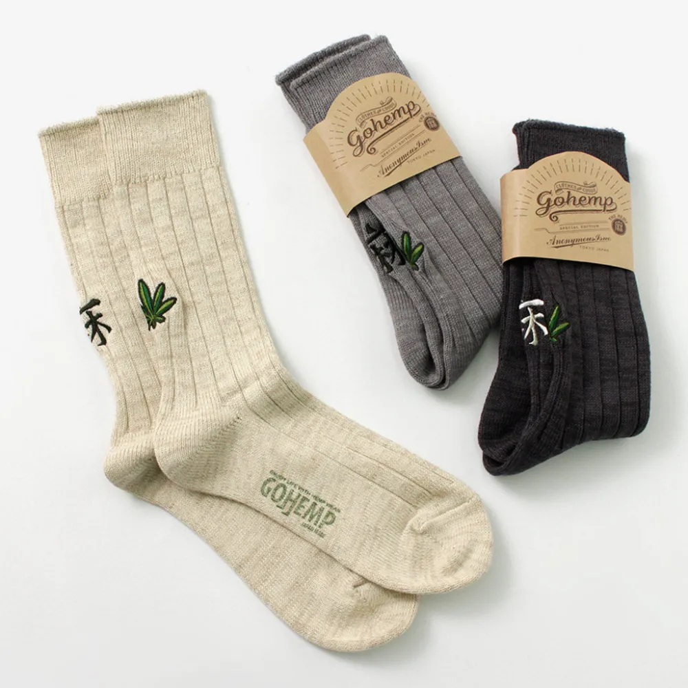 GOHEMP Socks^/ Souvenir Emblem Crew Socks