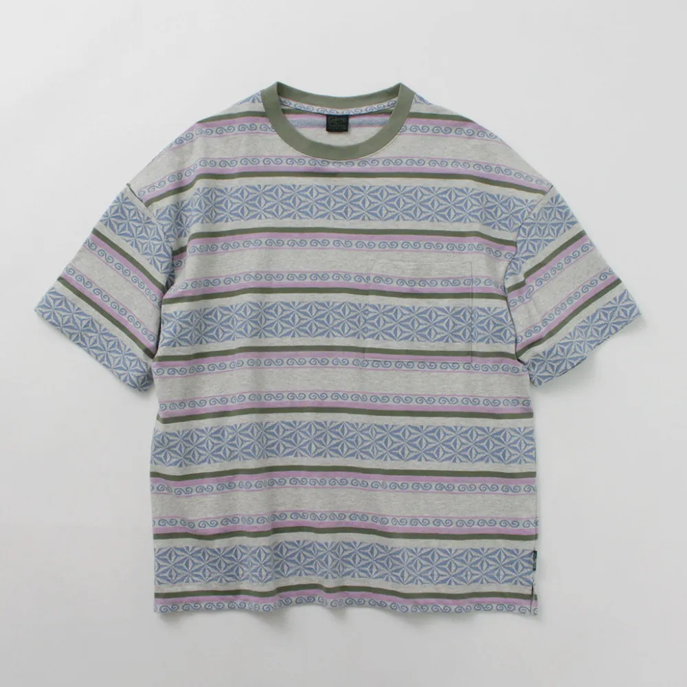GOHEMP T-Shirts^/ Wide Slit T-Shirt Hemp Leaf Jacquard