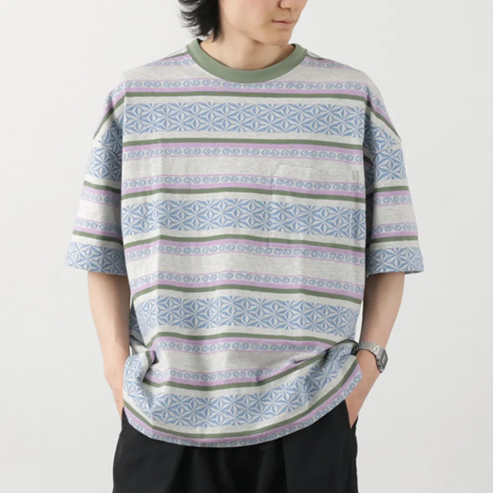 GOHEMP T-Shirts^/ Wide Slit T-Shirt Hemp Leaf Jacquard