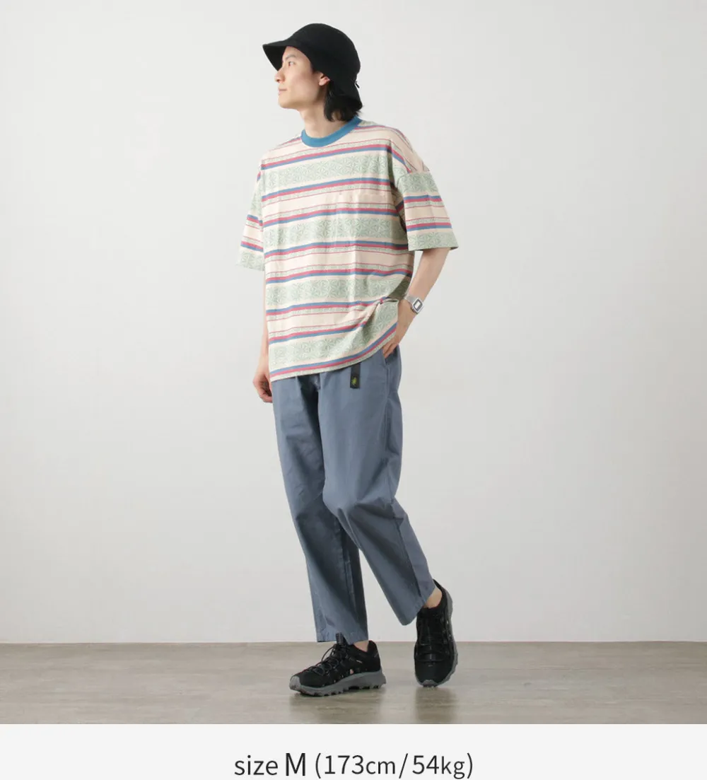 GOHEMP T-Shirts^/ Wide Slit T-Shirt Hemp Leaf Jacquard