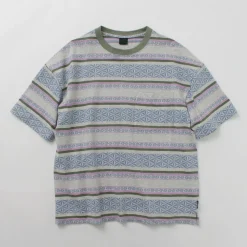 GOHEMP T-Shirts^/ Wide Slit T-Shirt Hemp Leaf Jacquard