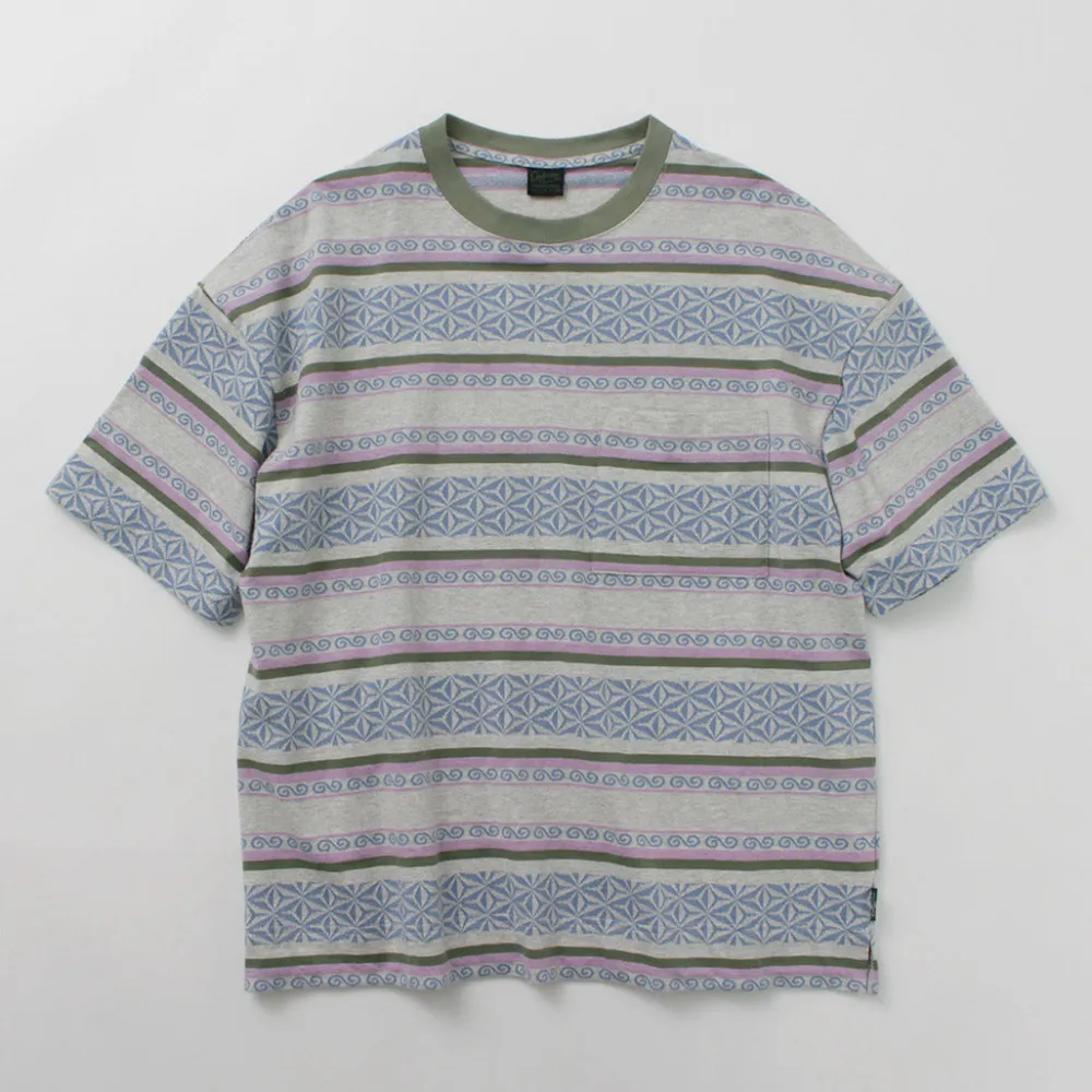 GOHEMP T-Shirts^/ Wide Slit T-Shirt Hemp Leaf Jacquard