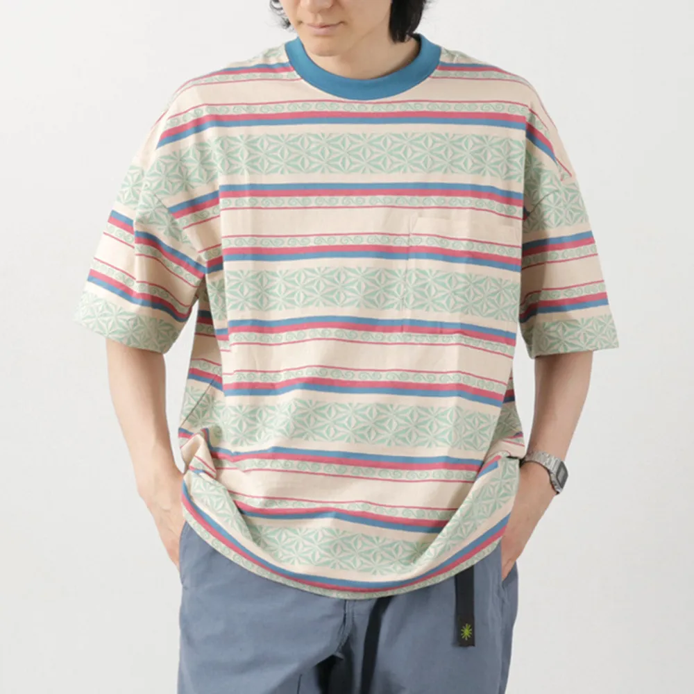 GOHEMP T-Shirts^/ Wide Slit T-Shirt Hemp Leaf Jacquard