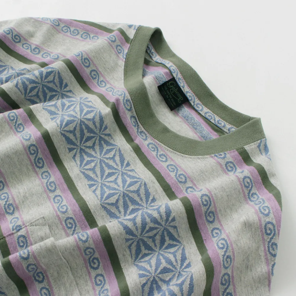 GOHEMP T-Shirts^/ Wide Slit T-Shirt Hemp Leaf Jacquard