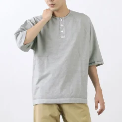 GOOD ON T-Shirts^/ Half Sleeve Heavy Retro Henry Neck T-Shirt