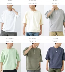 GOOD ON T-Shirts^/ Half Sleeve Heavy Retro Henry Neck T-Shirt