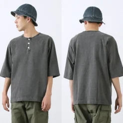 GOOD ON T-Shirts^/ Half Sleeve Heavy Retro Henry Neck T-Shirt