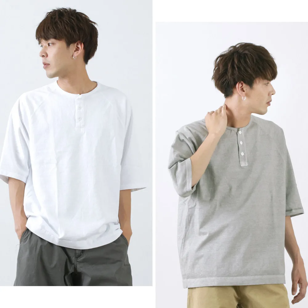 GOOD ON T-Shirts^/ Half Sleeve Heavy Retro Henry Neck T-Shirt
