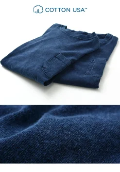 GOOD ON T-Shirts^/ Long Sleeve Pocket Crew Tee / Shave indigo
