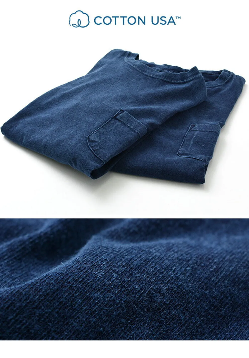GOOD ON T-Shirts^/ Long Sleeve Pocket Crew Tee / Shave indigo