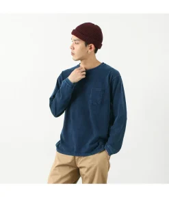 GOOD ON T-Shirts^/ Long Sleeve Pocket Crew Tee / Shave indigo