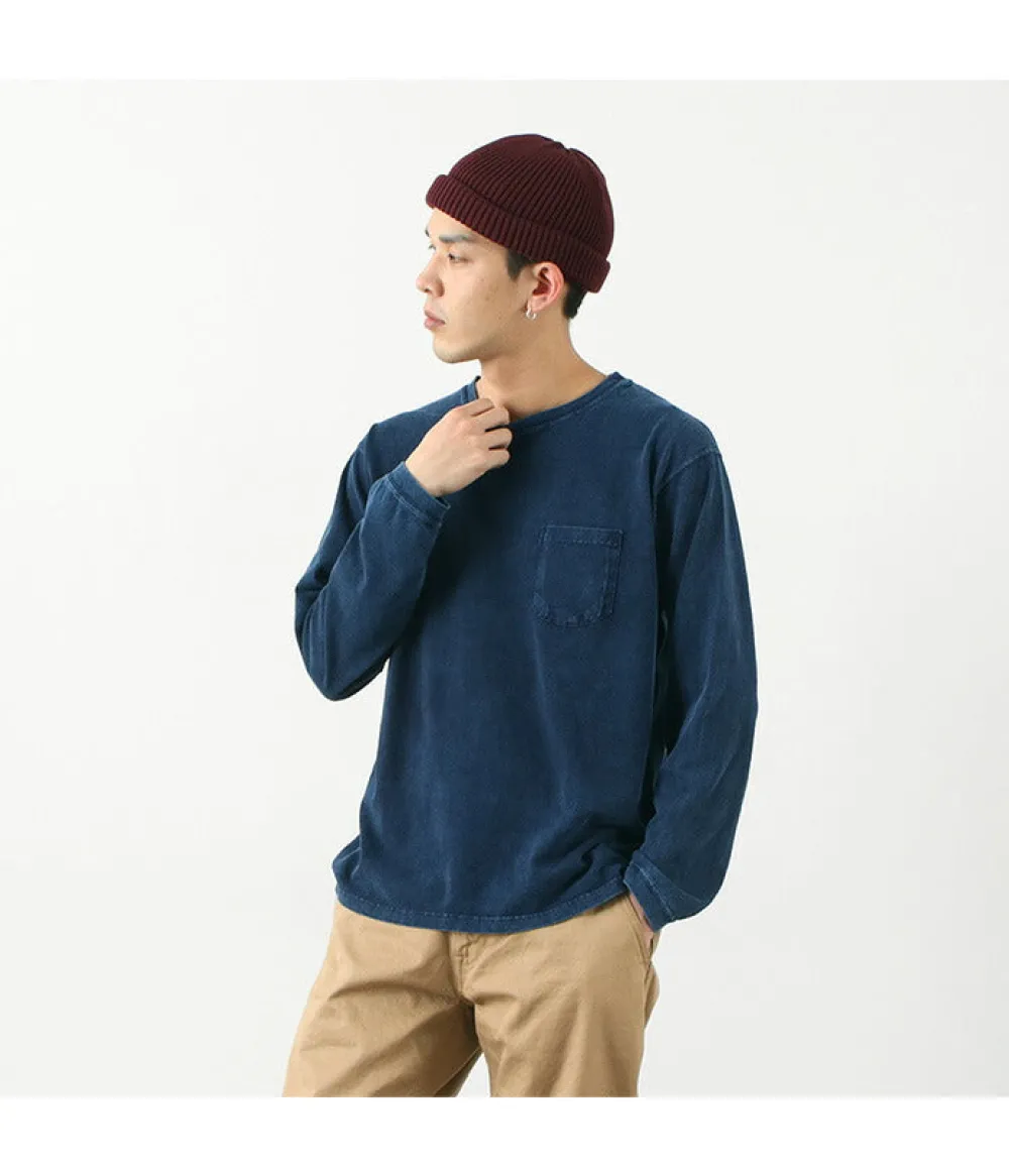GOOD ON T-Shirts^/ Long Sleeve Pocket Crew Tee / Shave indigo