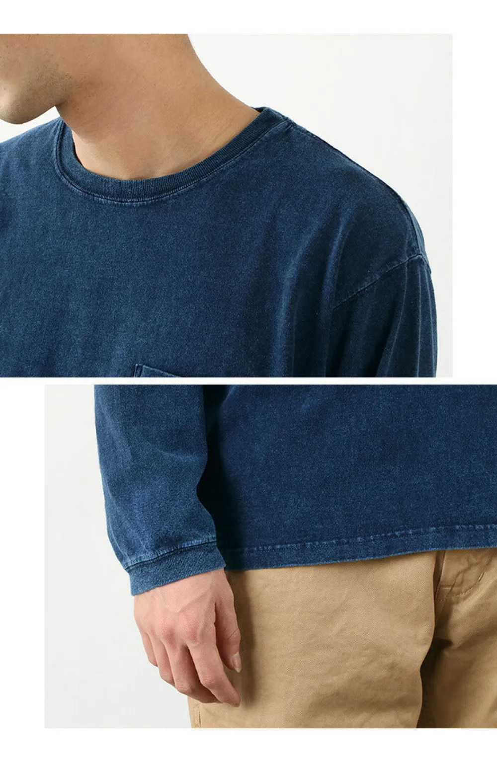 GOOD ON T-Shirts^/ Long Sleeve Pocket Crew Tee / Shave indigo