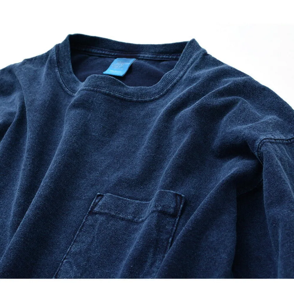 GOOD ON T-Shirts^/ Long Sleeve Pocket Crew Tee / Shave indigo