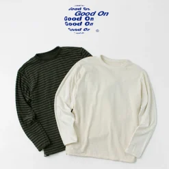 GOOD ON T-Shirts^/ Reversible Striped Long Sleeve Crew T-Shirt GOLT2407