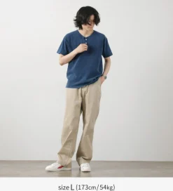 GOOD ON T-Shirts^/ Short Sleeve Henley T-Shirt / Shave indigo