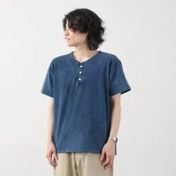 GOOD ON T-Shirts^/ Short Sleeve Henley T-Shirt / Shave indigo