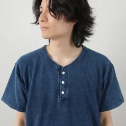 GOOD ON T-Shirts^/ Short Sleeve Henley T-Shirt / Shave indigo