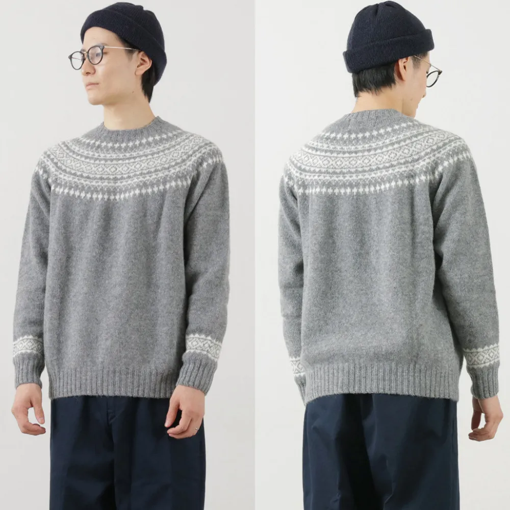 HARLEY OF SCOTLAND Knits^/ Fair Isle Crew Neck Sweater
