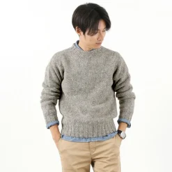 HARLEY OF SCOTLAND Knits^/ M3480-7 Shetland mid-gauge crew neck knit jumper