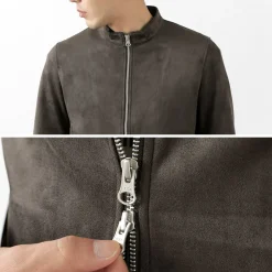HARRISS Jackets^/ Knit Suede Double Zip Riders