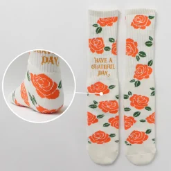 HAVE A GRATEFUL DAY Socks^/ Crew Socks Flower