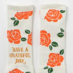 HAVE A GRATEFUL DAY Socks^/ Crew Socks Flower