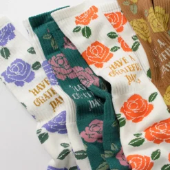 HAVE A GRATEFUL DAY Socks^/ Crew Socks Flower