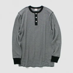 HEALTHKNIT T-Shirts^/ Basic Waffle Henley Neck Long Sleeve